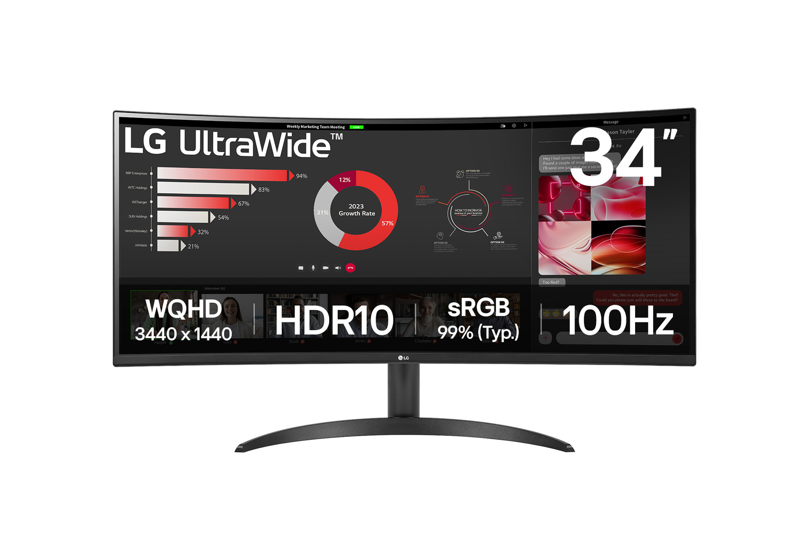 LG UltraWide 34" QHD VA Curved Monitor 100Hz