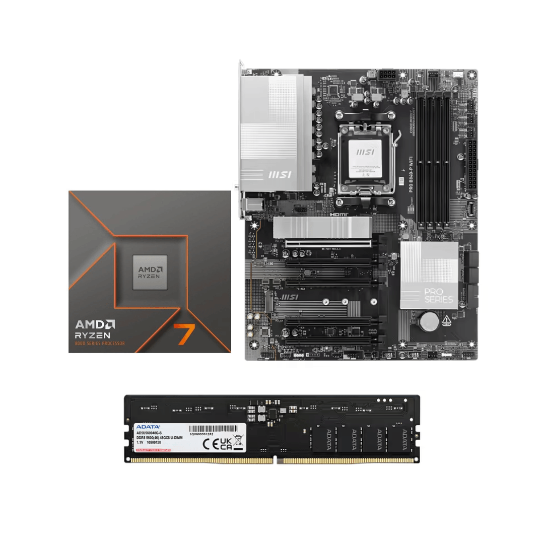 AMD Ryzen 7 8700F Upgrade Kit with MSI PRO B840-P WIFI motherboard and 16GB DDR5 5600MHz memory ⭐