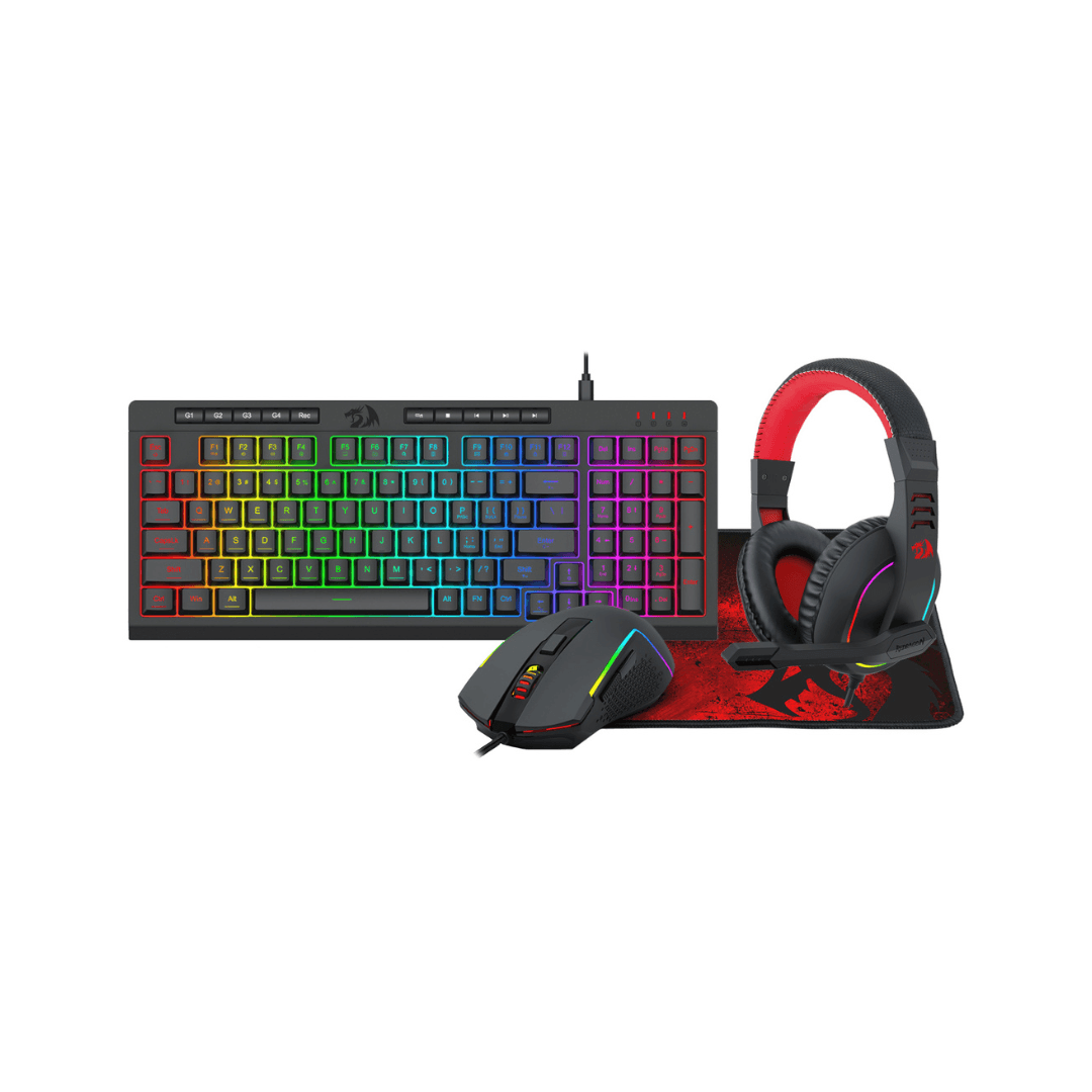 4-in-1 RGB Gaming Combo with keyboard, mouse, headset and mouse pad