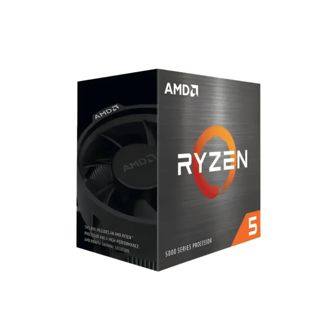 Angled view of the AMD Ryzen 5 5500 desktop processor retail packaging