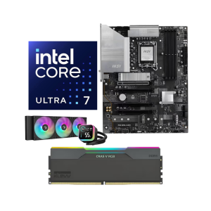 Intel Core Ultra 7 270K Plus upgrade kit with MSI PRO Z890-S WiFi motherboard, 32GB DDR5 RGB memory and DeepCool LQ360 liquid cooler